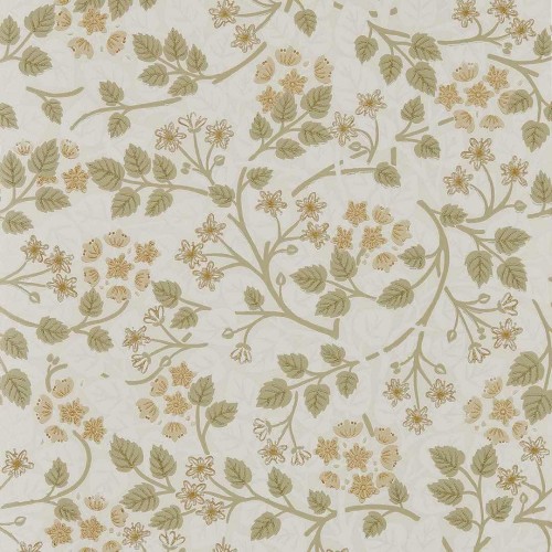 Tapeta liście i stylizowane kwiaty Sanderson 217515 Silver Lime Highgrove