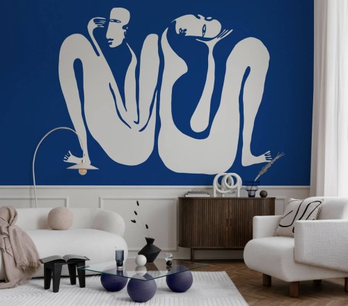 Fototapeta z motywem abstrakcyjnych postaci Wall Art Couple Cobalt