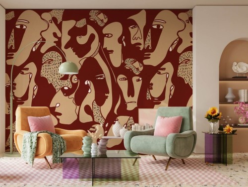 Fototapeta twarze Wall Art Faces Burgundy