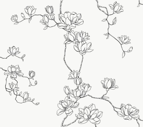 Tapeta delikatne gałązki z kwiatami magnolii York Wallcoverings MF4731 Magnolia Branches Magnolia Home 4
