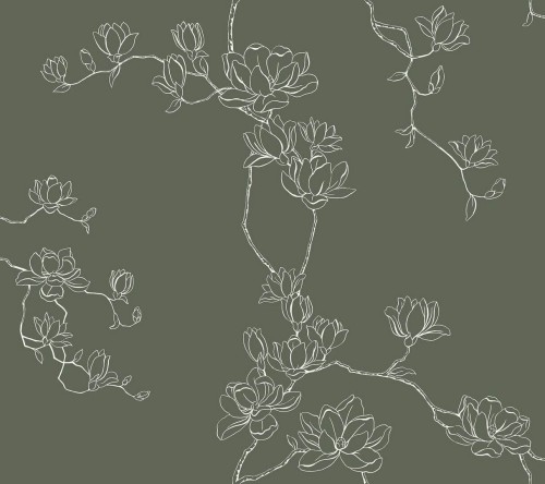 Tapeta delikatne gałązki z kwiatami magnolii York Wallcoverings MF4735 Magnolia Branches Magnolia Home 4