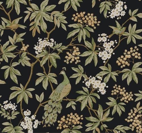 Tapeta botaniczna z ptakami York Wallcoverings MX9662 Peacock Estate Astoria