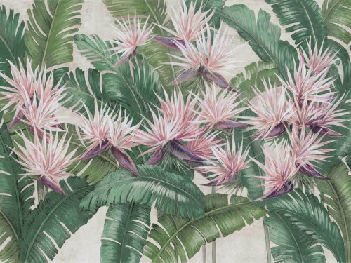 Fototapeta egzotyczne kwiaty wśród liści Wallcraft Palmira 1115 32 2501