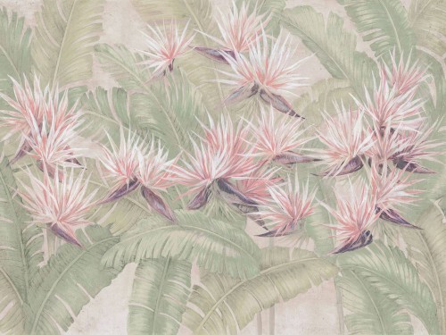 Fototapeta egzotyczne kwiaty wśród liści Wallcraft Palmira 1115 33 2501