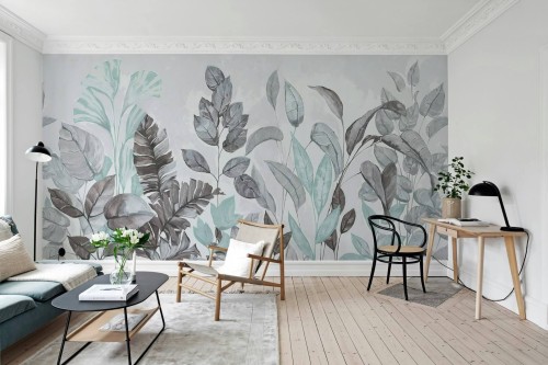 Fototapeta roślinna Rebel Walls R18927 Happy Plants Blue Hot Pops