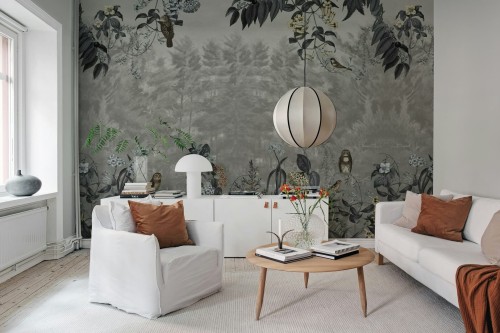 Fototapeta senna scena leśna Rebel Walls R20552 Owl Forest Gray Hot Pops