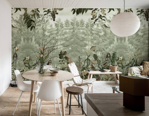 Fototapeta senna scena leśna Rebel Walls R20846 Owl Forest Green Hot Pops