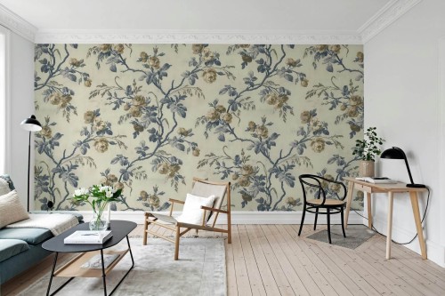 Fototapeta pnącza róż Rebel Walls R21173 Rose Garland Blue Hot Pops