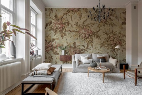 Fototapeta bukiety kwiatów Rebel Walls R21357 Rustic Bouquet Beige Hot Pops