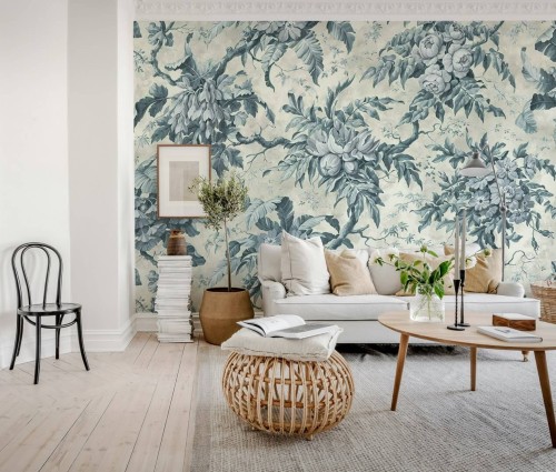 Fototapeta bukiety kwiatów Rebel Walls R21358 Rustic Bouquet Blue Hot Pops