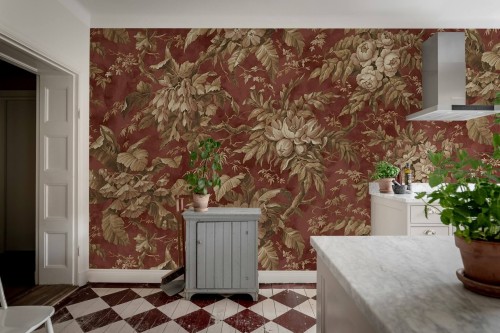 Fototapeta bukiety kwiatów Rebel Walls R21359 Rustic Bouquet Red Hot Pops