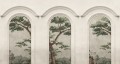 Fototapeta architektoniczne łuki i drzewa Rebel Walls R21360 Woodland Arches Green Hot Pops