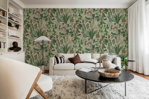 Fototapeta tropikalna flora i fauna Rebel Walls R21387 Tropical Harmony Green Hot Pops
