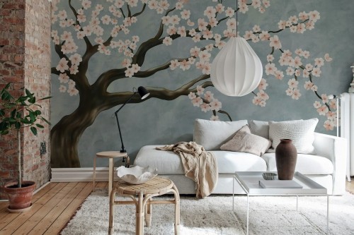 Fototapeta kwitnące drzewo Rebel Walls R21423 Calm Blossom Pink Hot Pops