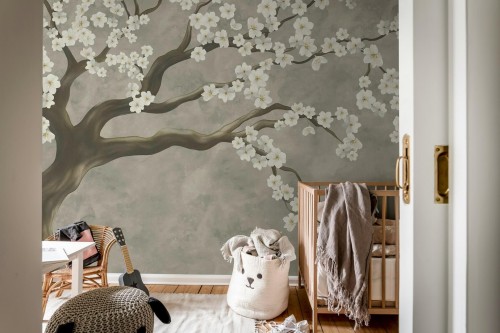 Fototapeta kwitnące drzewo Rebel Walls R21424 Calm Blossom White Hot Pops