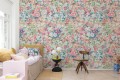 Fototapeta kwiaty retro Rebel Walls R21146 Flowerhaze Pink Hot Pops
