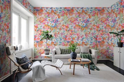 Fototapeta kwiaty retro Rebel Walls R21147 Flowerhaze Color Hot Pops