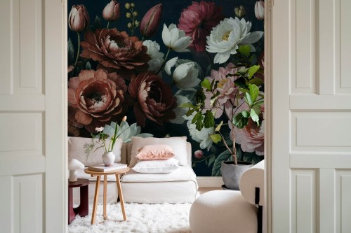 Fototapeta kwiaty Rebel Walls R21530 Bouquet in Bloom Dark Hot Pops