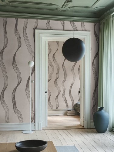 Fototapeta falujące prążki Rebel Walls R21622 Ribbon Stripe Gray Hot Pops