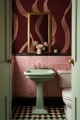 Fototapeta falujące prążki Rebel Walls R21623 Ribbon Stripe Burgundy Hot Pops