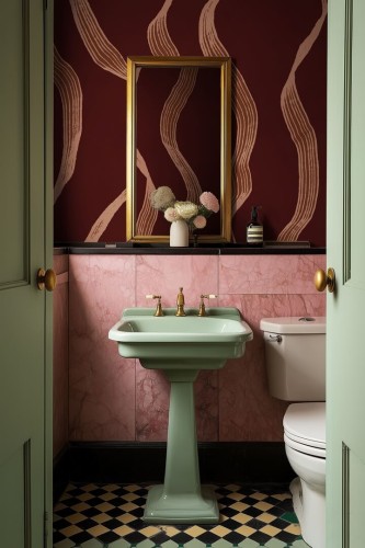 Fototapeta falujące prążki Rebel Walls R21623 Ribbon Stripe Burgundy Hot Pops