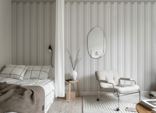 Fototapeta retro paski Rebel Walls R21630 Border Stripe Gray Hot Pops