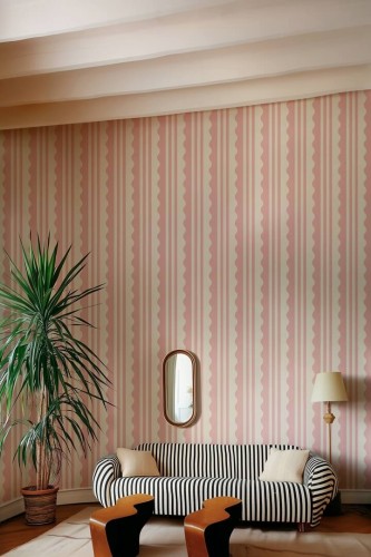 Fototapeta falujące paski Rebel Walls R21632 Wavy Stripe Pink Hot Pops