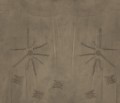 Fototapeta przypominająca delikatny haft Rebel Walls R21291 Silenzio Dark Beige Marie Olsson Nylander