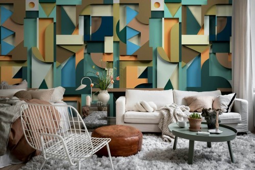 Fototapeta geometryczna efekt 3D Rebel Walls R21584 Caroline Retro Mic Linder