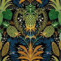 Tapeta tropikalna w liście i ananasy Casadeco RIOC 201827910 Samba Rio