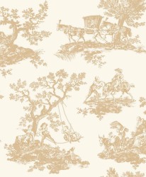 Tapeta wiejskie scenki rodzajowe Casadeco BTJD 201691313 Cadence Les Belles Toiles De Jouy 2