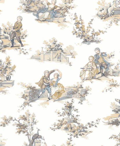 Tapeta dworskie sceny rodzajowe Casadeco BTJD 201731919 Gavotte Les Belles Toiles De Jouy 2