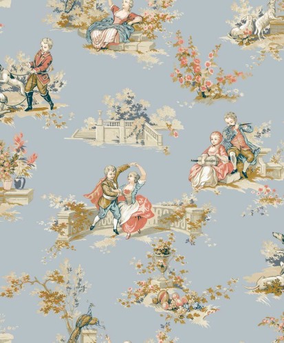 Tapeta dworskie sceny rodzajowe Casadeco BTJD 201736515 Gavotte Les Belles Toiles De Jouy 2