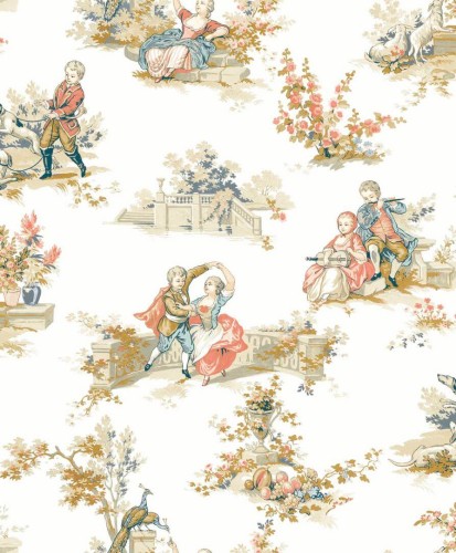 Tapeta dworskie sceny rodzajowe Casadeco BTJD 201737407 Gavotte Les Belles Toiles De Jouy 2
