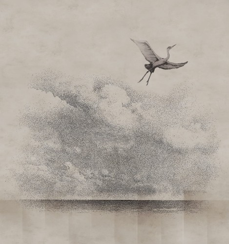 Fototapeta żuraw w przestworzach Wall & Deco WET_LE1902 Learn to fly WET SYSTEM 2019