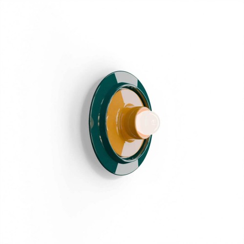 Kinkiet ceramiczny okrągły Ferroluce C2775 Verde Petrolio + Giallo Voila Deco / Lampa sufitowa