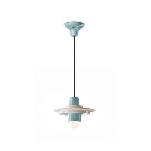 Lampa wisząca ceramiczna dwukolorowa Ferroluce C2776 Azzurro + Crema Voila Deco