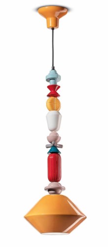 Lampa wisząca ceramiczna geometryczna Ferroluce C2512 Giallo Lariat Deco