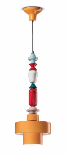 Lampa ceramiczna geometryczna wisząca Ferroluce C2531 Giallo Lariat Deco