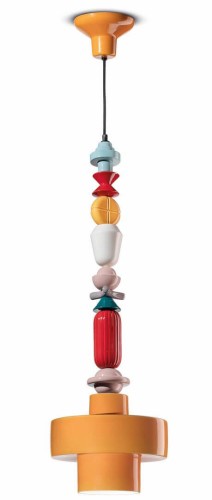 Lampa ceramiczna geometryczna wisząca Ferroluce C2532 Giallo Lariat Deco