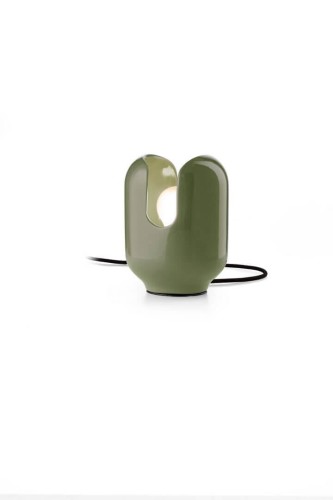 Lampa stołowa ceramiczna Ferroluce C2590 Verde Salvia Batucada Deco