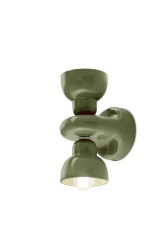 Kinkiet dwupunktowy ceramiczny Ferroluce C2601 Verde Salvia Berimbau Deco