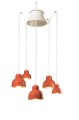 Lampa ceramiczna wisząca 5-punktowa Ferroluce C2605 Arancio Poke Berimbau Deco