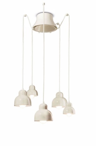 Lampa ceramiczna wisząca 5-punktowa Ferroluce C2605 Crema Berimbau Deco
