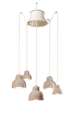 Lampa ceramiczna wisząca 5-punktowa Ferroluce C2605 Grigio Sabbia Berimbau Deco