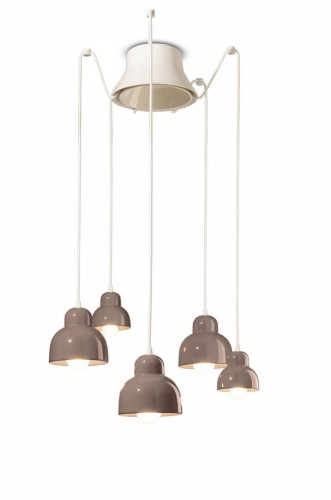 Lampa ceramiczna wisząca 5-punktowa Ferroluce C2605 Marrone Moka Berimbau Deco