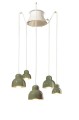 Lampa ceramiczna wisząca 5-punktowa Ferroluce C2605 Verde Salvia Berimbau Deco