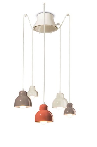 Lampa ceramiczna wisząca 5-punktowa Ferroluce C2607 Mix Berimbau Deco