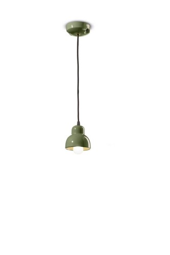 Lampa ceramiczna wisząca pojedyncza Ferroluce C2610 Verde Salvia Berimbau Deco