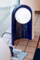 Lampa stołowa ceramiczna Ferroluce C2810 Crema + Blu Robot Cleo Deco